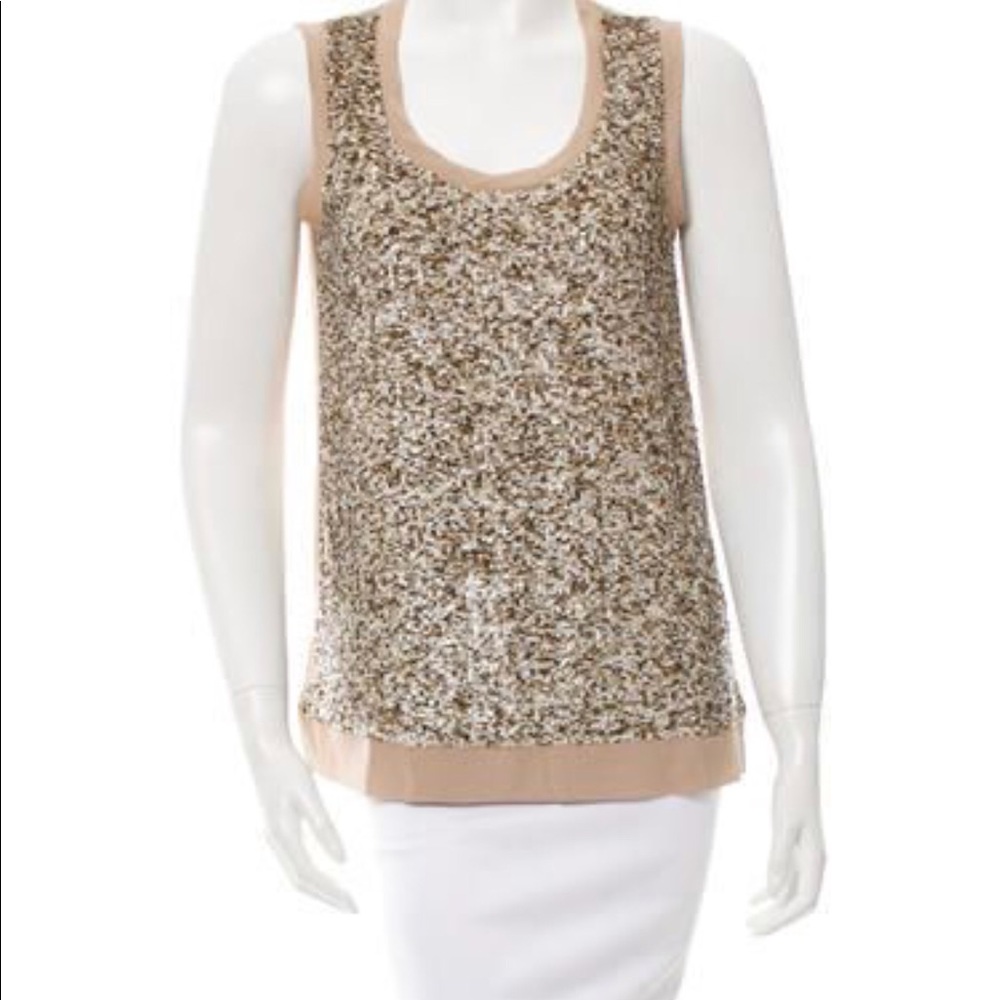 M.Patmos silk sequin top in taupe